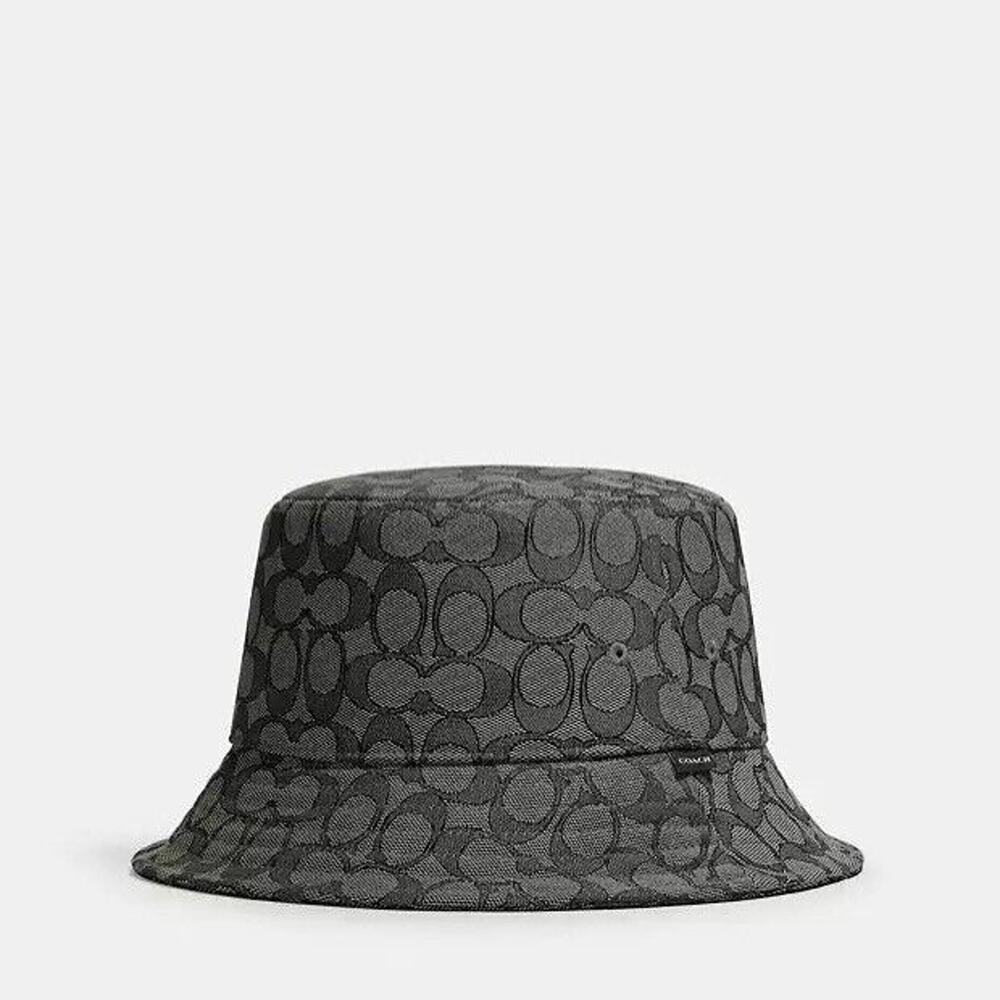 NWT COACH Unisex Signature Jacquard Bucket Hat CH401 Charcoal xs/s - Picture 1 of 9